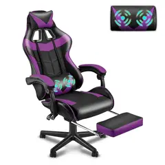 GENERICO - Silla De Escritorio Gamer Negra Apoya Pies Y Reclinable reposa pies