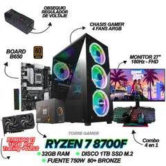 AMD - PC GAMER RYZEN 7 8700F - RTX 5060 TI 16GB - 32GB RAM - 1TB SSD - B650M - 750W - 27" 180Hz + COMBO