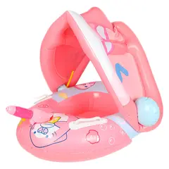 GENERICO - Flotador Bebés Bote Techo Sombrilla Toldo Protección Piscina Rosado Pistola