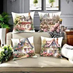 GENERICO - Juego de 4 Fundas para cojínes Vintage Floral – 45x45cm (sin el relleno)