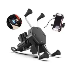 GENERICO - Soporte Celular Moto Tipo Araña Carga Usb Para Espejo