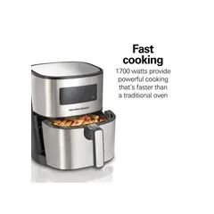 HAMILTON BEACH - Freidora de aire digital de 5.5 litros con canasta antiadherente