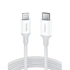 UGREEN - Cable Liso C a Lightning 1M Blanco