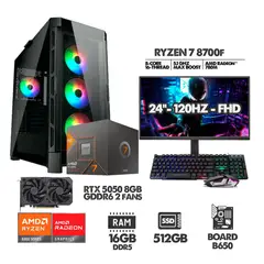 AMD - PC GAMER RYZEN 7 8700F - 16GB RAM - SSD 512GB - RTX 5050 8GB + MONITOR 24 120HZ