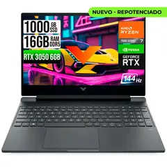 HP - VICTUS AMD RYZEN 7-7445HS RTX 3050 6GB SSD 1TB RAM 16GB LED 15,6" FHD 144Hz