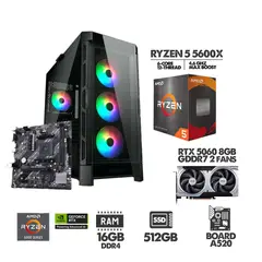AMD - COMPUTADOR GAMER RYZEN 5 5600X - RTX 5060 8GB - SSD 512GB - 16GB RAM - CHASIS 4FANS