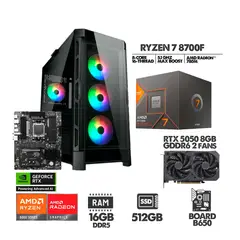 AMD - PC GAMER RYZEN 7 8700F 5.0GHZ + RTX 5050 8GB B650 WI-FI RAM 16GB DDR5 6000MHZ SSD 512GB