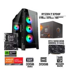 AMD - COMPUTADOR RYZEN 7 8700F - RTX 5050 8GB - SSD 512GB - 32GB RAM - CHASIS 4FANS