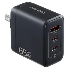ADATA - CARGADOR 3 EN UNO - 1 PUERTO USB - 2 TIPO C - 65W CABLE 2M