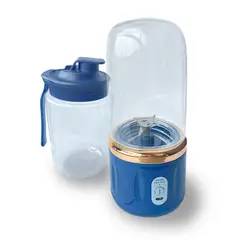 MERTEC - Licuadora Portátil + Vaso Mt-031g 400 Ml Azul