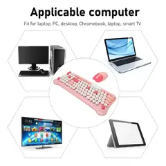 GENERICO - Teclado Rosa Inalámbrico Portátil Con Mouse