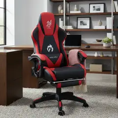 ZER - Silla Gamer Reclinable con Reposapiés Ergonómica en Oferta - Roja