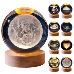 ONE PIXEL - Lampara Led Nocturna Bola De Cristal Decorativa Mesa Sistema Solar