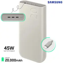 SAMSUNG - Batería portátil 20.000 mAh de Carga Súper Rápida 45W EB-P4520XUEGEU
