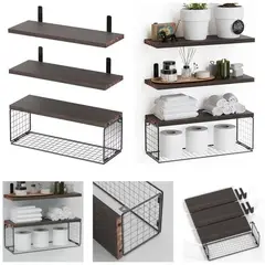 ONE PIXEL - Repisas Flotantes De Madera Modernas X3 Con Reja 100%