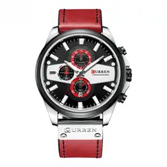CURREN - Reloj 8394 Cronógrafo En Cuero Para Hombre Rojo