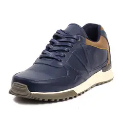 VIAR - Tenis en Cuero Para Hombre Freddy Azul x Café