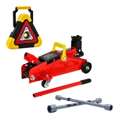 FERRENOVO - Kit Gato Hidráulico 2T + Luz De Emergencia + Cruceta Galvanizada