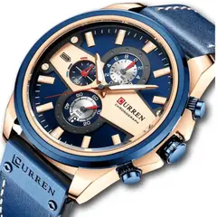 CURREN - Reloj 8394 Cronógrafo En Cuero Para Hombre Azul