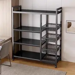 TECNOHOGAR JS - Organizador Mueble Carrito Cocina Hogar Elegante 80cm Acero