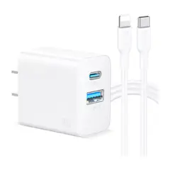 DANKI - Cargador Pared 20W Puerto Doble Cable Tipo C Lightning 1 Metro Carga