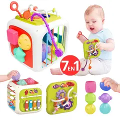 AMERICAN GENERICS - Cubo Didactico Multifuncional Para Bebes 7 En 1 Montessori