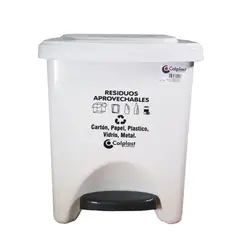 COLPLAST - Papelera Cuadrada Pedal 22 Litros Blanca