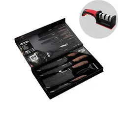 GENERICO - Set Cuchillos Profesional 6pz Acero Inoxidable + 1 Afilador