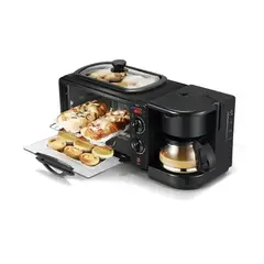 SOKANY - Horno Eléctrico Tostador Cafetera Parrilla 3 En 1