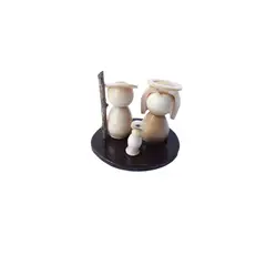 ARTESANAL - PESEBRE SAGRADA FAMILIA EN MINIATURA TALLADO EN TAGUA DE 3 CMS DE ALTO