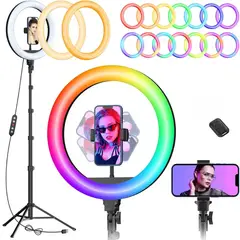 AMERICAN GENERICS - Aro De Luz 33 Cm Rgb Led Con Trípode Profesional 2 Mts