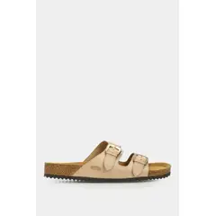 VELEZ - Vélez Sandalia Plana Pilos De Cuero Para Mujer Suela Corcho Beige