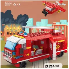 MARKET TOYS - Arma Todo 1000 Pcs Bloques Para Armar Carro De Bomberos