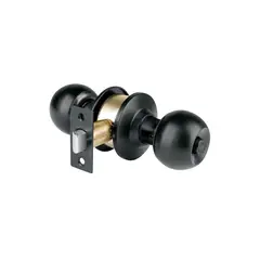 HERMEX - Cerradura Chapa Pomo Negro Mate Baño Basic Esfera