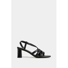 VELEZ - Vélez Sandalia Tacón Gobi De Cuero Liso Para Mujer Straps Negro