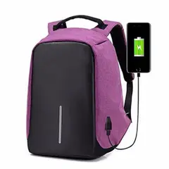GENERICO - Morral Mochila morado Antirrobo morado Con Cargador Impermeable