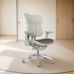 MUEBLESYA - Silla de Oficina Premium Belalcázar Gris con Base Cromo