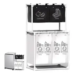 GENERICO - Cesta Organizadora De Ropa X 4 Blanco Y Negro