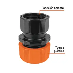 TRUPER - Conector Plástico Hembra Manguera 12 Abs Ajustable