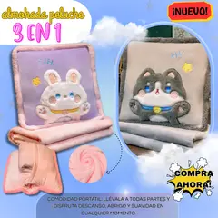 BEBESITOS - ALMOHADA CON COBIJA PARA NIÑOS REGALO ESTILO GATO