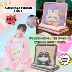BEBESITOS - ALMOHADA CON COBIJA PARA NIÑOS REGALO ESTILO CONEJITA