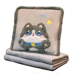 BEBESITOS - REGALO PARA NIÑOS ALMOHADA CON COBIJA CONN DIBUJOS 3D GATO