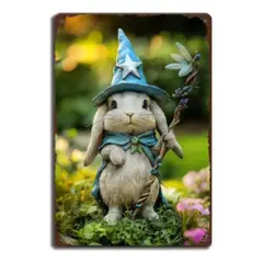 USA - Aviso Metal Retro Vintage Antiguo Lamina Conejo Mágico