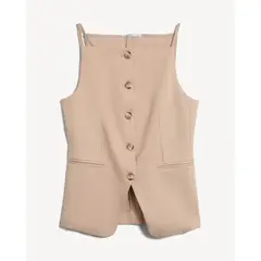 SEVEN SEVEN - Chaleco Con Botones Para Mujer Beige