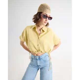 SEVEN SEVEN - Blusa Camisera Con Lace Up Para Mujer Amarillo