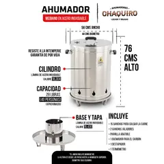 AHUMADORES CHAQUIRO - Barril ahumador chaquiro para 40 personas acero inoxidable + funda
