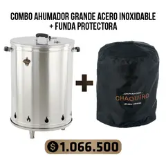 AHUMADORES CHAQUIRO - Barril ahumador chaquiro para 80 personas acero inoxidable + funda