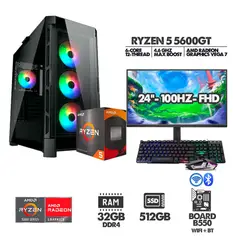 AMD - COMPUTADOR RYZEN 5 5600G - 32GB RAM - SSD 512GB - B550 WIFI + MONITOR 24 100HZ
