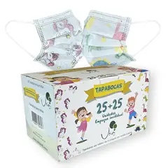 UKAINT - Tapabocas Infantil 25+25 Invima 3 Capas niño