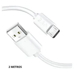 DANKI - Cable Carga V8 Longitud 2 Metros Diseno Resistente Durabilidad Blanco